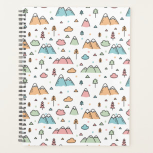Cute Hand Drawn Mountain Scene Pattern Planner