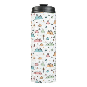 Cute Hand Drawn Mountain Scene Pattern Thermal Tumbler