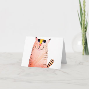 Cute Hand-Drawn Orange Tabby Cat Thank You Note Card