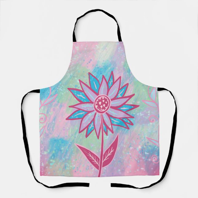 Cute Hand-drawn Pastel Flower Apron (Front)