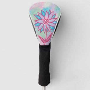 Cute Hand-drawn Pastel Flower Golf Head Cover