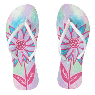 Cute Hand-drawn Pastel Flower Jandals