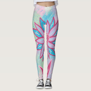 Cute Hand-drawn Pastel Flower Leggings