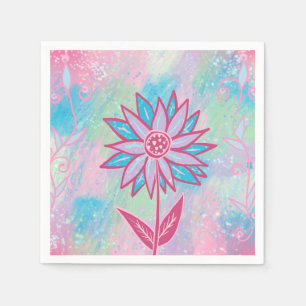 Cute Hand-drawn Pastel Flower Napkin