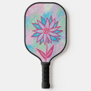 Cute Hand-drawn Pastel Flower Pickleball Paddle