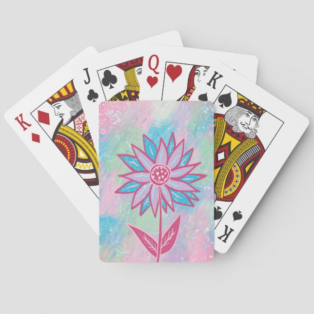 Cute Hand-drawn Pastel Flower Playing Cards (Back)
