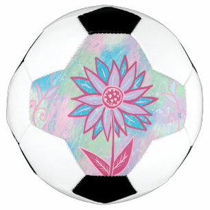 Cute Hand-drawn Pastel Flower Soccer Ball