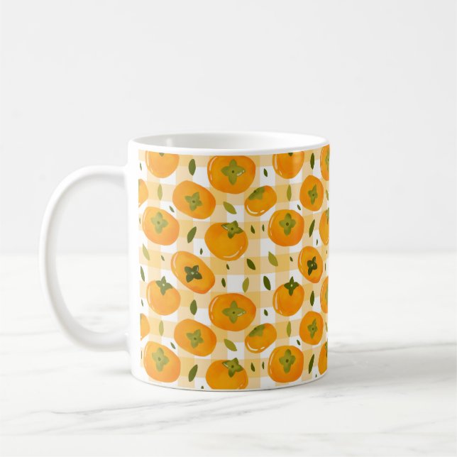 Cute Hand-Drawn Persimmons Seamless Pattern Coffee Mug (Left)