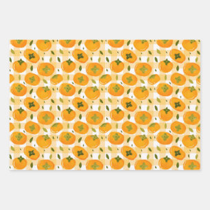 Cute Hand-Drawn Persimmons Seamless Pattern Wrapping Paper Sheet