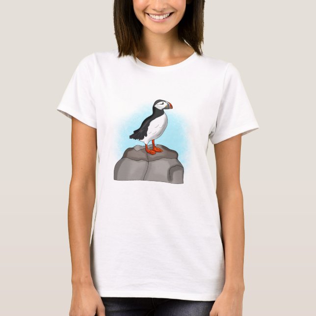 Cute Hand drawn Puffin T-Shirt (Front)