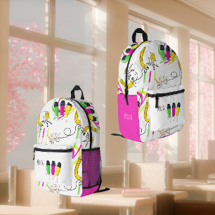 Cute Hand Drawn School Supplies Printed Backpack