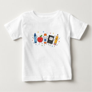 Cute Hand-Drawn School Supplies Squad Baby T-Shirt