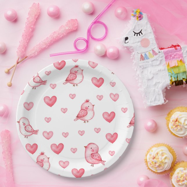 cute hand drawn seamless pattern with watercolor  paper plate (Party)