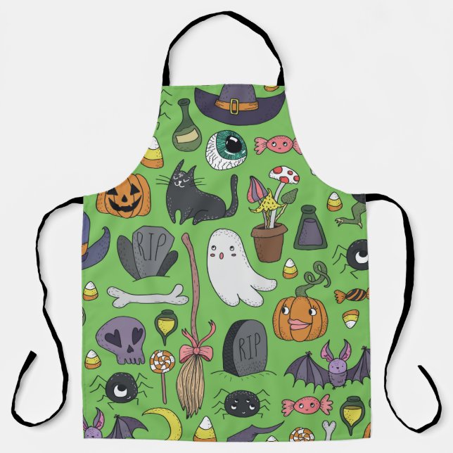 Cute hand drawn seamless patterns with cute hand d apron (Front)