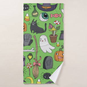 Cute hand drawn seamless patterns with cute hand d bath towel