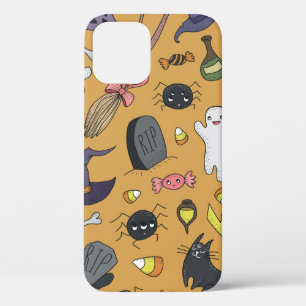 Cute hand drawn seamless patterns with cute hand d iPhone 12 case