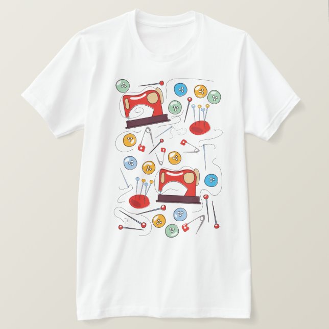 Cute hand drawn Sewing Pattern T-Shirt (Design Front)