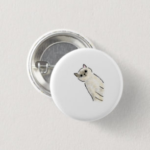 Cute Hand-Drawn Siamese Cat with Tilted Head 3 Cm Round Badge