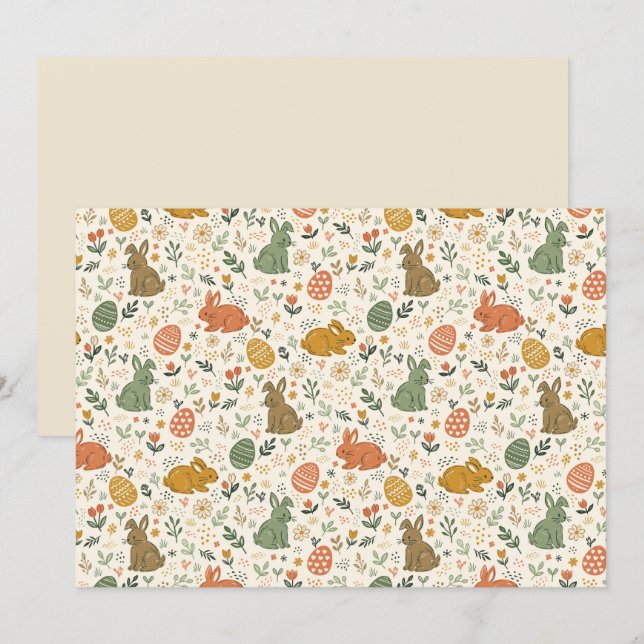 Cute Hand Drawn Spring Bunnies Invitation (Front/Back)