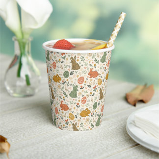 Cute Hand Drawn Spring Bunnies Paper Cups