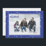 Cute Hand Drawn Stars Happy Hanukkah Family Holida Holiday Card<br><div class="desc">Stylish and cute photo cards are perfect for all your friends and family this holiday season. Customise the text "happy hanukkah" with your own greet and change the family name and the year and swap out the picture for a photo of your kids, pet, or the whole family. The design...</div>