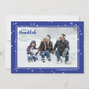 Cute Hand Drawn Stars Happy Hanukkah Family Holida Holiday Card