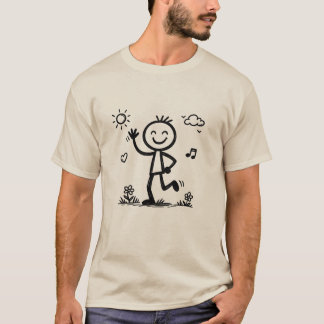 Cute Hand Drawn Stick Figure Doodle Sticker T-Shirt
