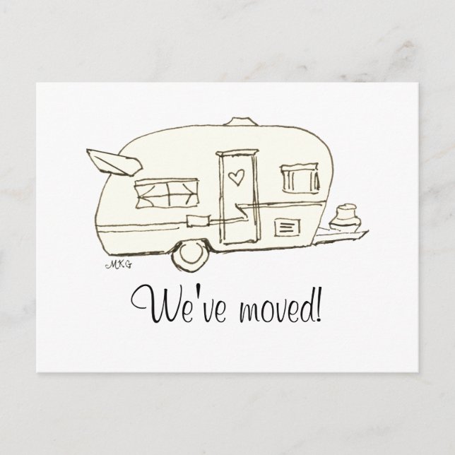 Cute Hand-Drawn Trailer Funny Moving Announcement Postcard (Front)