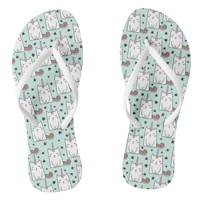 Cute Hand Drawn Unicorn Cat Pattern Jandals (Footbed)