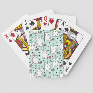 Cute Hand Drawn Unicorn Cat Pattern Playing Cards