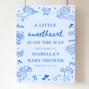 Cute Hand Drawn Valentine Baby Shower Welcome Sign