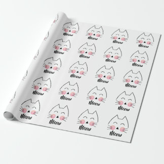 Cute Hand-Drawn Watercolor Cat Meow Wrapping Paper