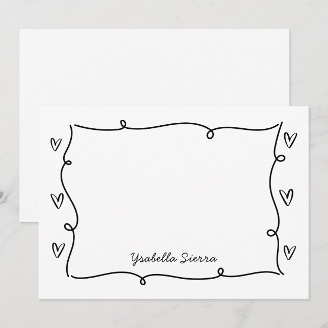 Cute Hand Drawn Wavy Hearts Simple  Card (Front/Back)