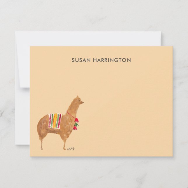 Cute Hand-Illustrated Llama Alpaca Personalised Card (Front)