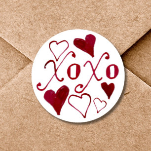 Cute Hand-Lettered XOXO Romantic Valentine's Day Classic Round Sticker