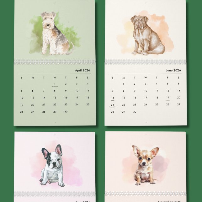Cute Hand-Painted Dogs Art Wall Calendar (Creator Uploaded)