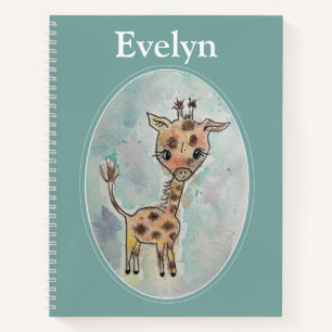 Cute Hand Painted Giraffe Customised Notebook