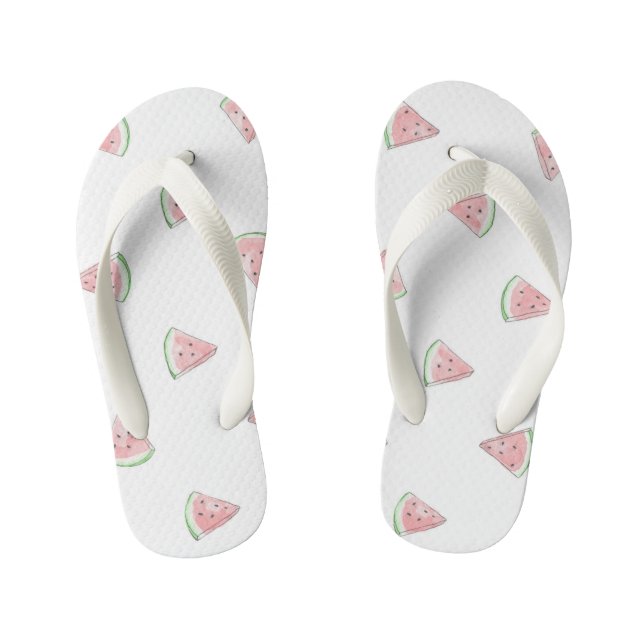 Cute hand painted watercolour watermelon print kid's jandals (Footbed)