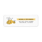 Cute Handdrawn Bees & Yellow Banner Return Address