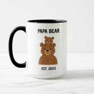 Cute Handdrawn Papa Bear Personalised New Father Mug