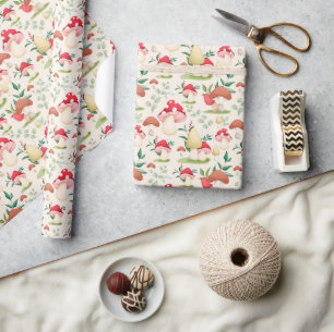 Cute Handpainted Mushroom Wrapping Paper