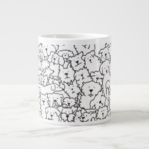 Cute Handrawn Dog Doodle Design Large Coffee Mug