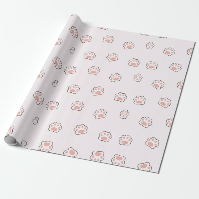 CUTE HAND'S DOG WRAPPING PAPER (Unrolled)