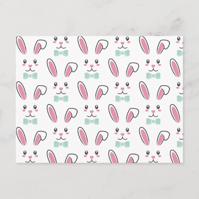 Cute Handsome Easter Bunny Ears Face Happy Easter  Postcard (Front)