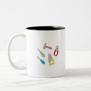 Cute Handyman Tools Two-Tone Coffee Mug