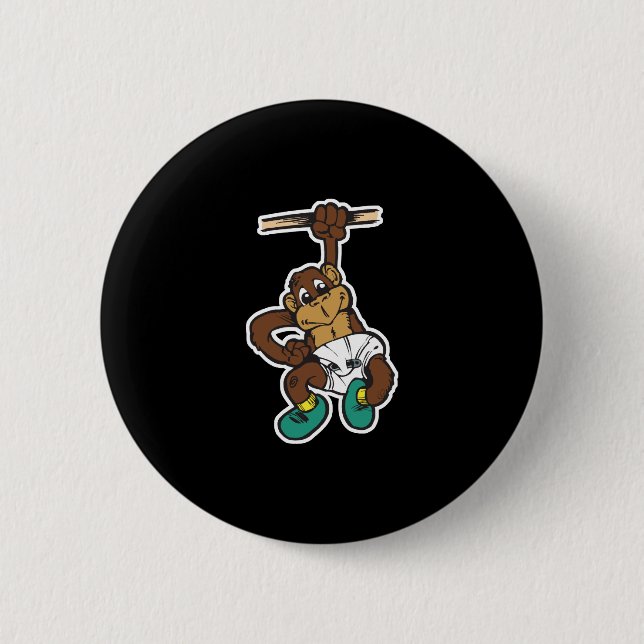 cute hanging baby monkey 6 cm round badge (Front)