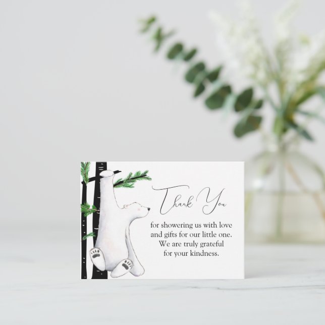 Cute Hanging Bear Thank You Note Card (Standing Front)