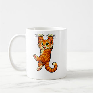 Cute Hanging Orange Tabby Cat Coffee Mug