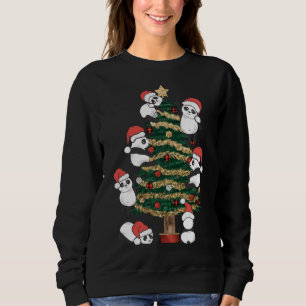 Cute Hanging Panda Christmas Tree Santa Hat Family Sweatshirt