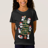 Cute Hanging Panda Christmas Tree Santa Hat Family
